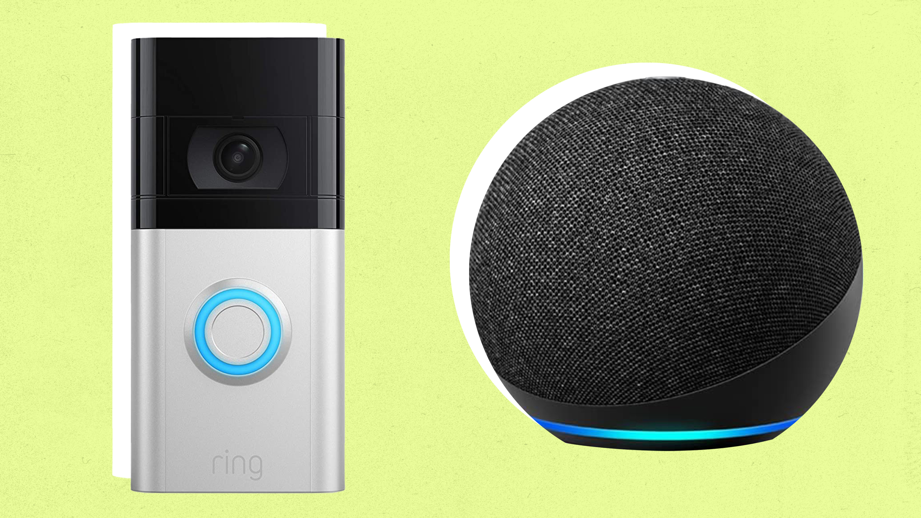 Batas video cincin yang digambarkan di sebelah speaker pintar Amazon Echo