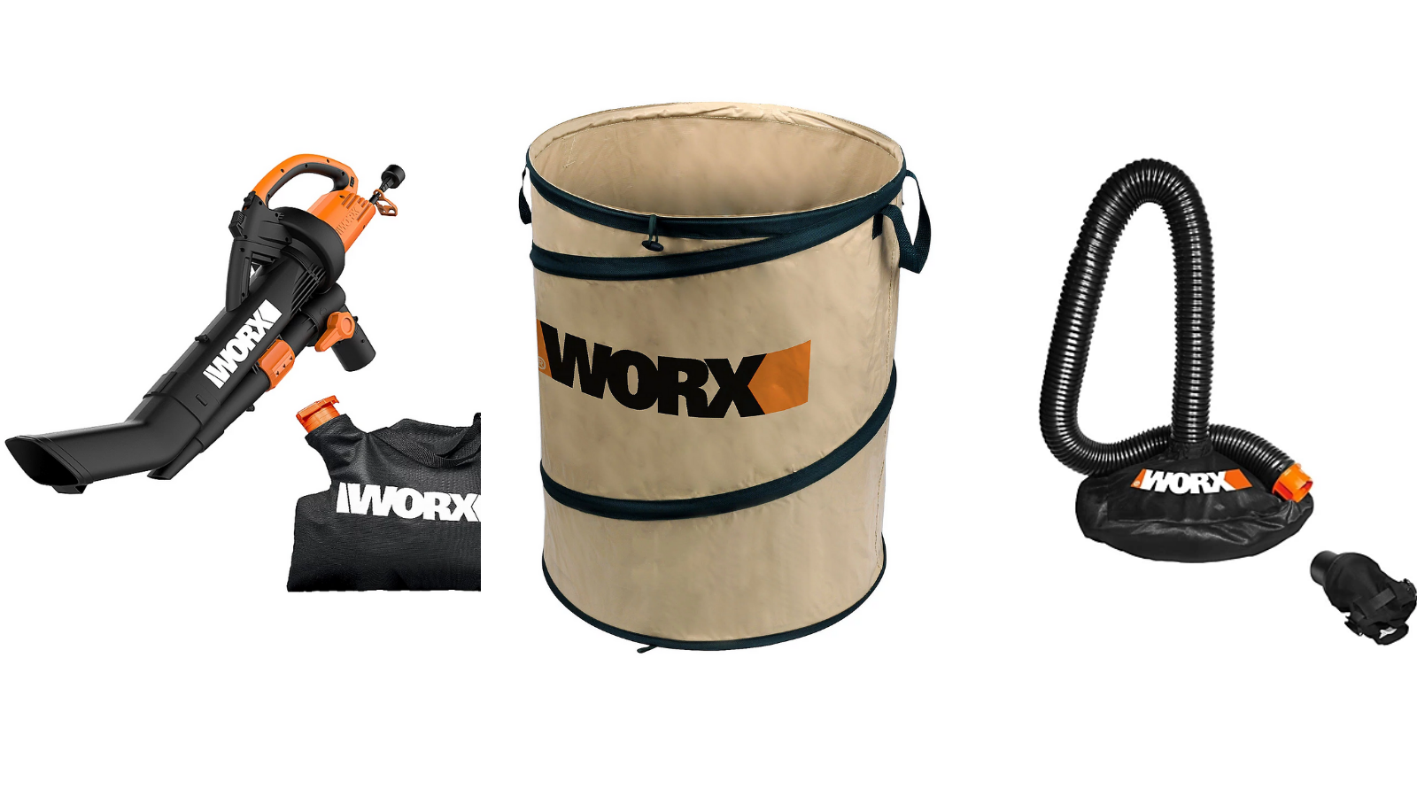Worx leaf collection items on white background