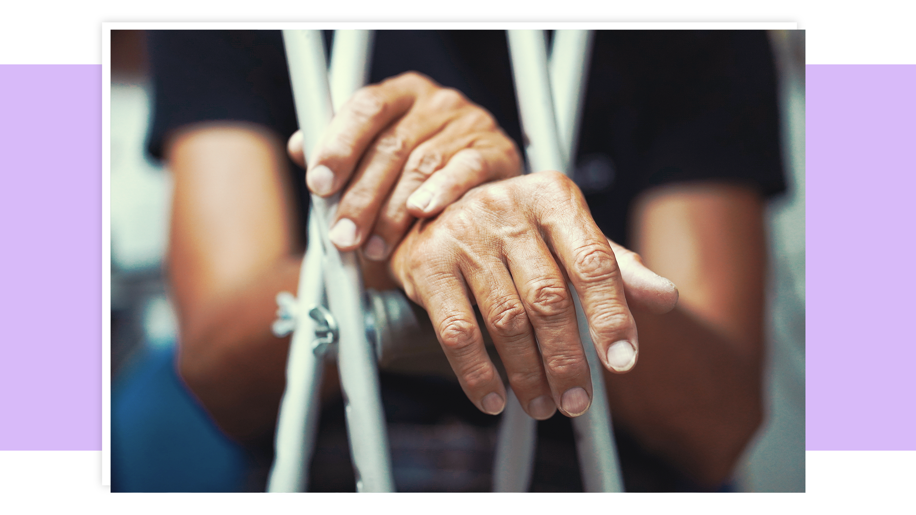 Injured person leaning on mobility crutches.