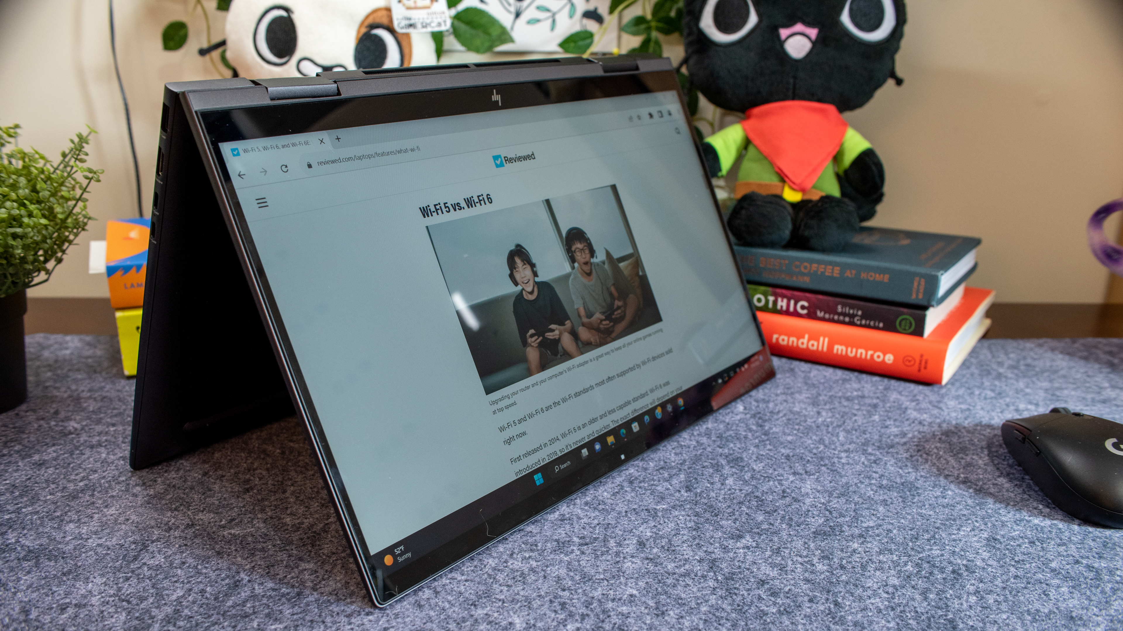 The HP Envy x360 folded into tablet mode.